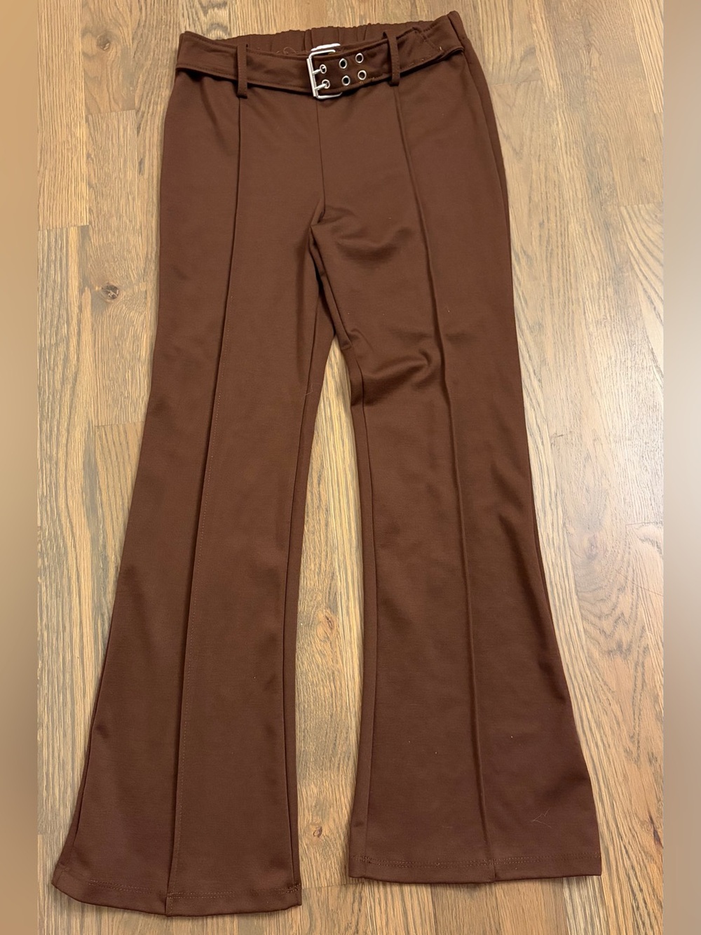 Honey & Spark Brown Belted Flare Pants Size L